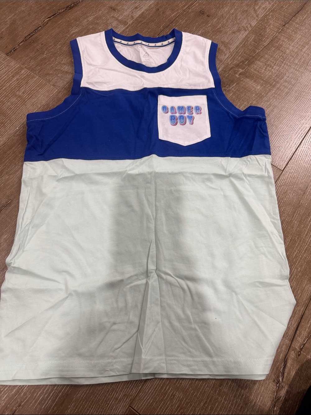 Blue & White Colorblock Boys' Tank Top - Summer Boy Pocket